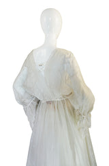 c.1972-73 Zandra Rhodes 'Shell Collection' Embellished Ivory Silk Dress