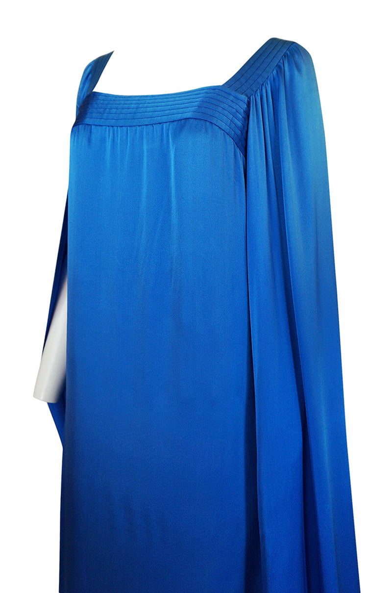 Fall 1978 Christian Dior Haute Couture Silk Satin Caped Sleeve Dress