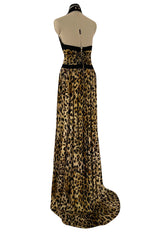 Fall 2014 Balmain by Olivier Rousteing Leopard Print Silk Jersey Dress w Low Back