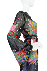 1970s Semi Transparent Printed Chiffon Malcolm Starr