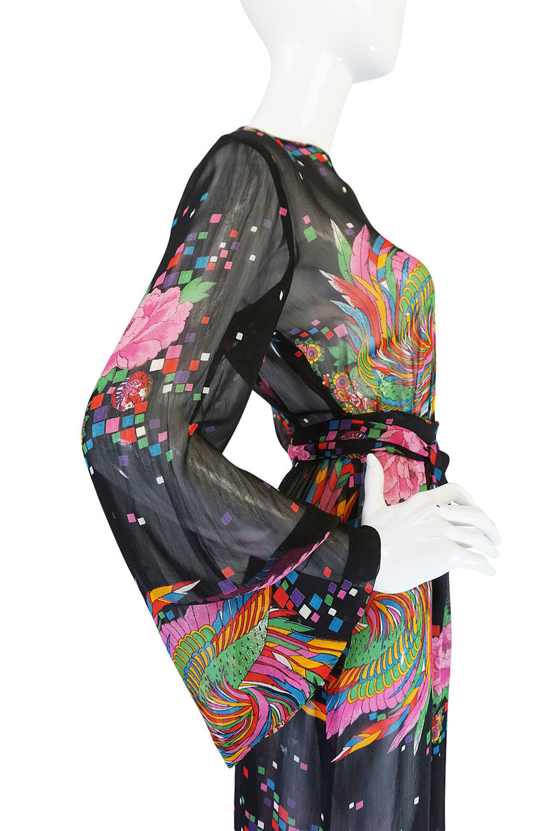 1970s Semi Transparent Printed Chiffon Malcolm Starr