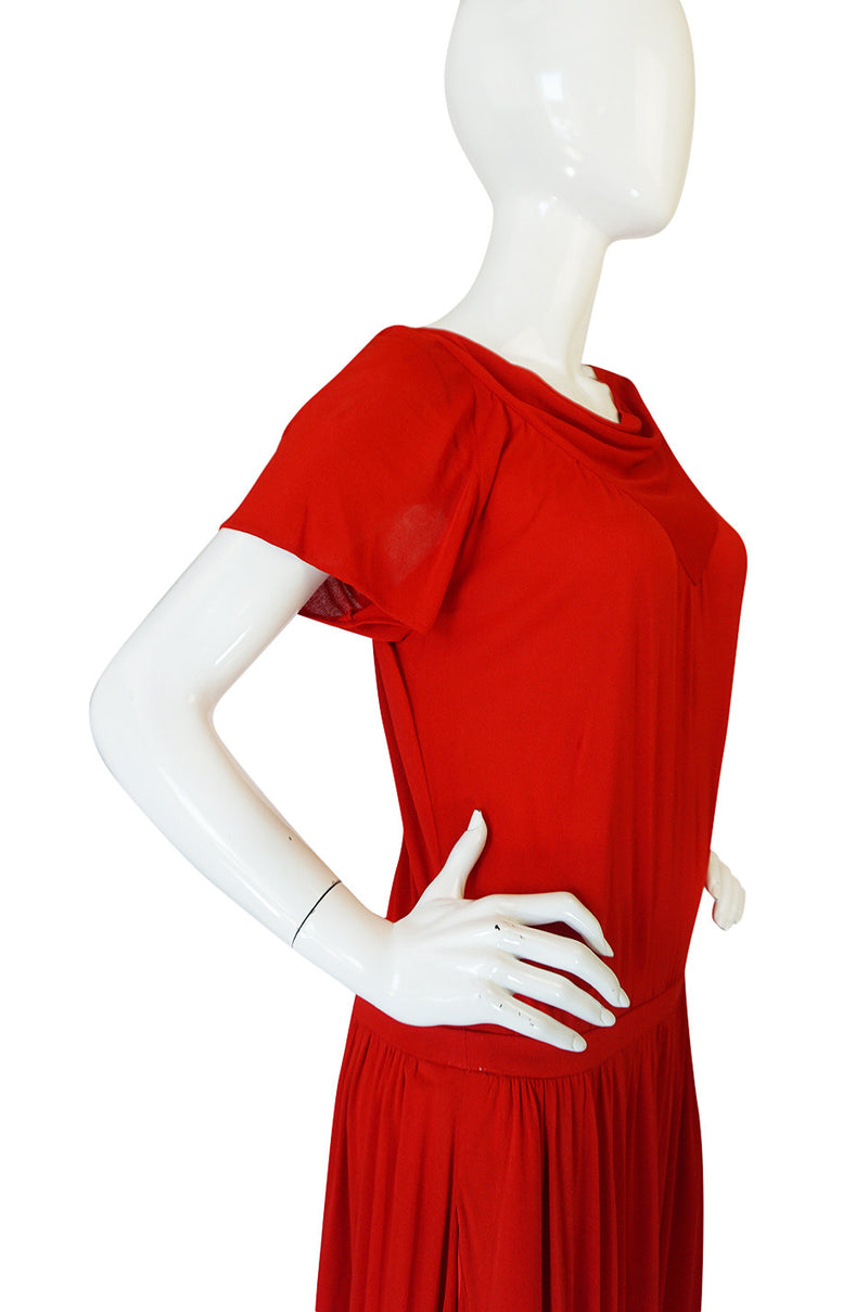 1977 Dior Couture Red Jersey Dress