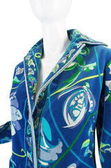 Rare 1960s Emilio Pucci Blue Print Velvet Suit