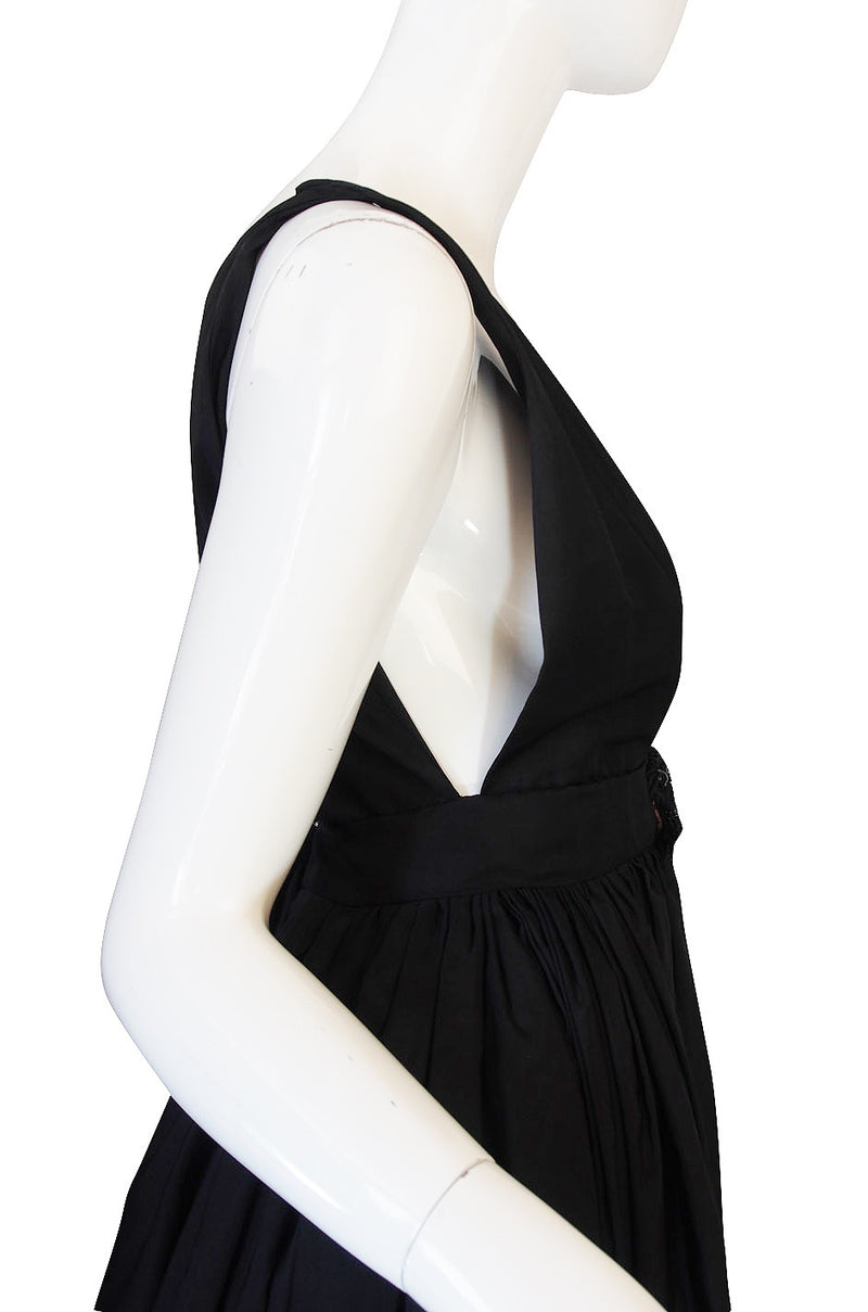 c1967 Plunging Black Silk George Halley Gown