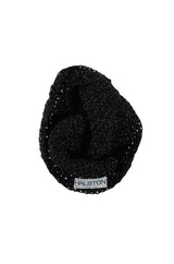 Rare 1970s Halston Glossy Black Sequin Skull Cap Cloche