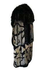 Extraordinary 1920s Evening Velvet & Feather Flapper Coat Cape