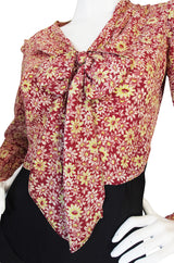1930s Printed Rayon Bias Cut Swing Dress