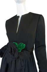 Stunning 1960s Black Silk Satin Sarmi Cocktail Dress