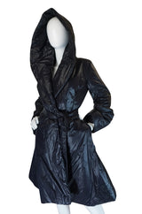 1980s OMO Norma Kamali Black Sleeping Bag Coat with Hood