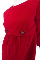 Rare 1959 James Galanos Red Felt Dress