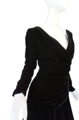1970s Demi-Couture Black Velvet Tiered Lanvin Dress