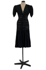 Fall 1983 Yves Saint Laurent Ad Campaign Black Silk Crepe Dress w Sequin Detailing