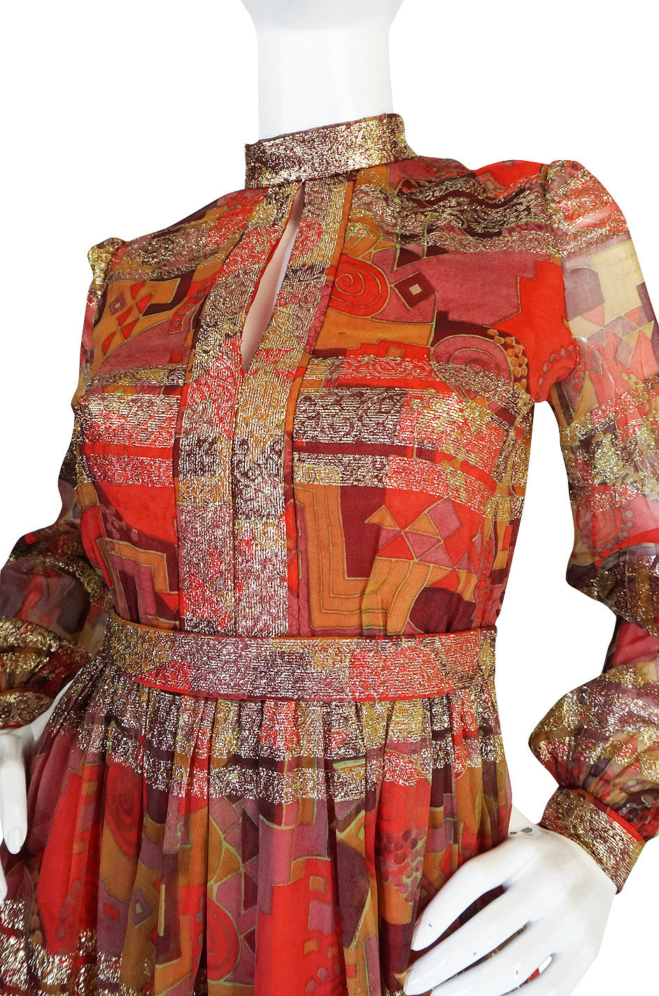 1960s Gold Metallic Organza Malcolm Starr Dress