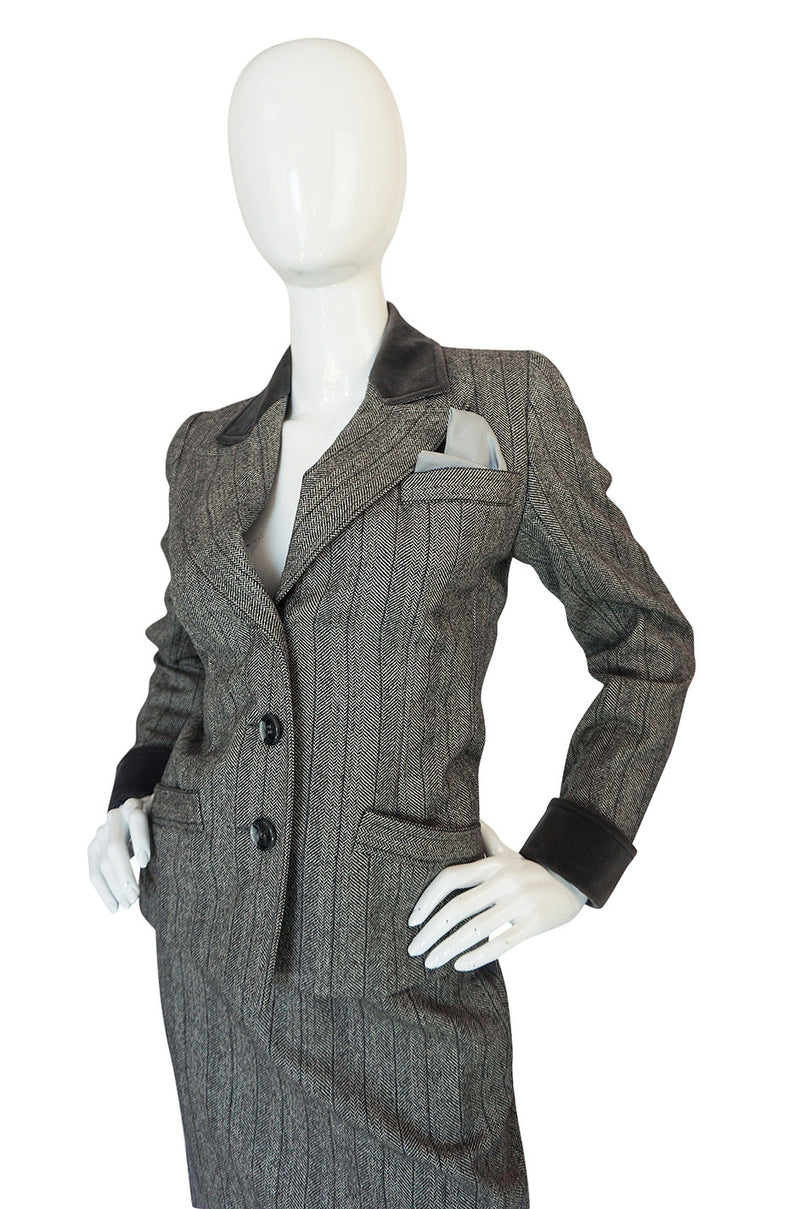1980s Yves Saint Laurent Haute Couture Herringbone Suit