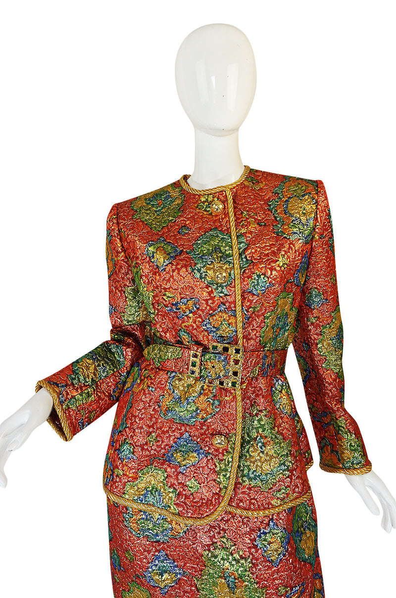 1980s Numbered Demi-Couture Coral Metallic Givenchy Suit