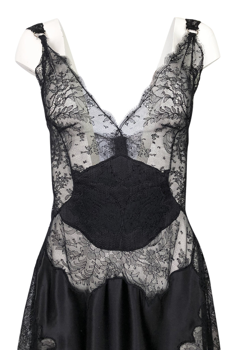 Pre-Fall 2015 Ricardo Tisci for Givenchy Black Silk Satin & Lace Dress