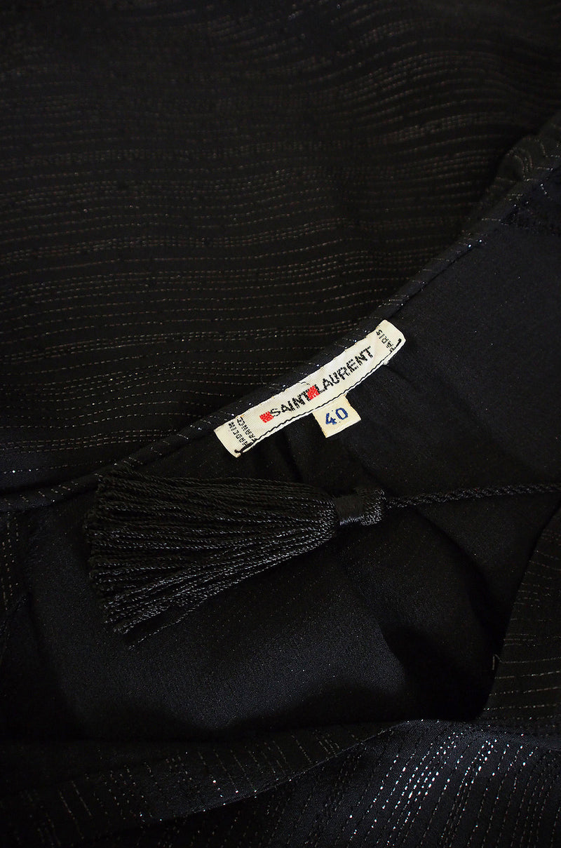 Fall 1977 Yves Saint Laurent Black Lame Thread Silk Top