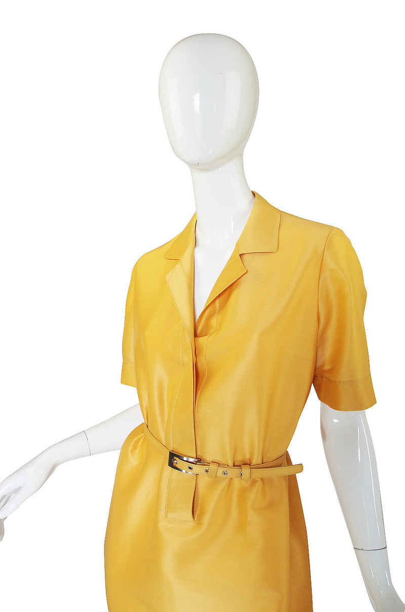 1980s Mila Schon Yellow Shift Dress & Belt