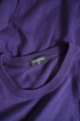 1990s Cashmere & Silk Chanel Purple Sweater