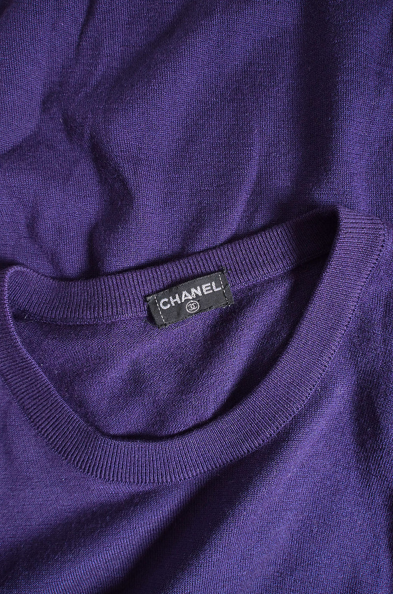 1990s Cashmere & Silk Chanel Purple Sweater