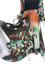 Museum Exhibited 1971 RTW Thea Porter Painted Print Dress