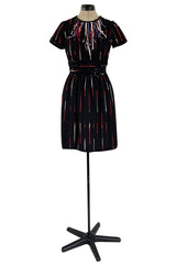 Iconic Fall 2010 Chanel by Karl Lagerfeld Look 21 Runway Black Knit Boucle Dress w Fringe Detailing