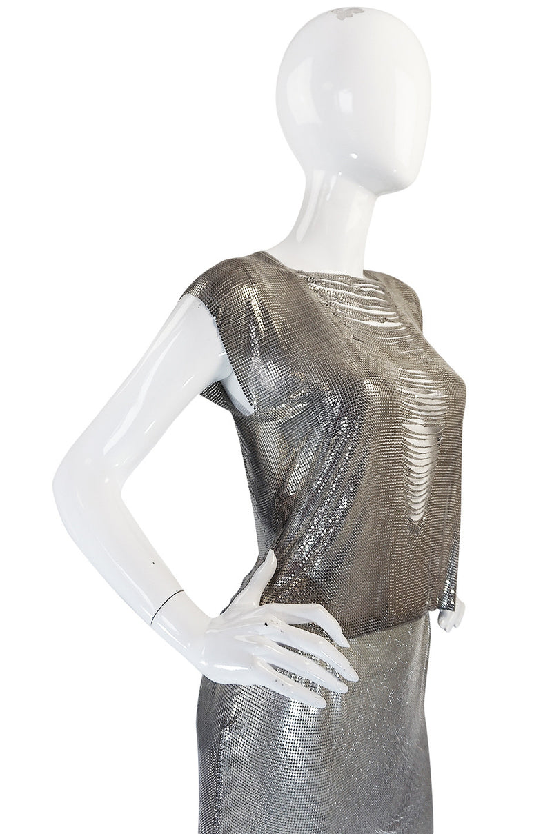 Late 1980s Paco Rabanne Silver Metal Mesh Set