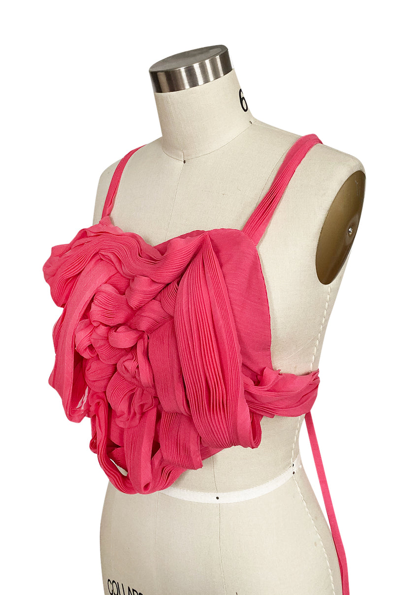 c. Spring 2005 Issey Miyake Vibrant Pink Backless Pleated Oragami Flower Top