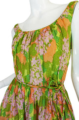 1950s Hannah Troy Pretty Floral Cotton Voile Print Dress
