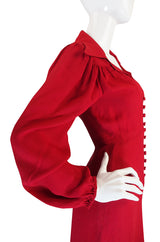 1970s Red Moss Crepe Ossie Clark Mini Dress