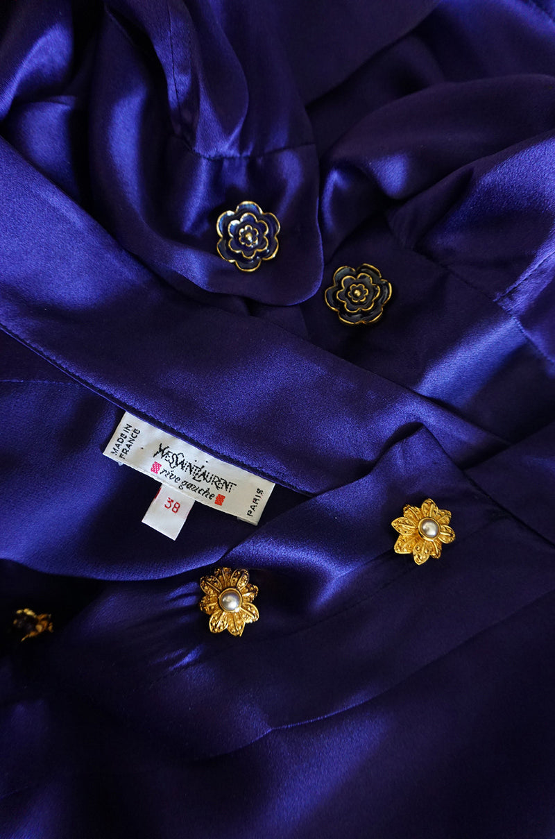 Circa 1988 Yves Saint Laurent Silk Satin Purple Top