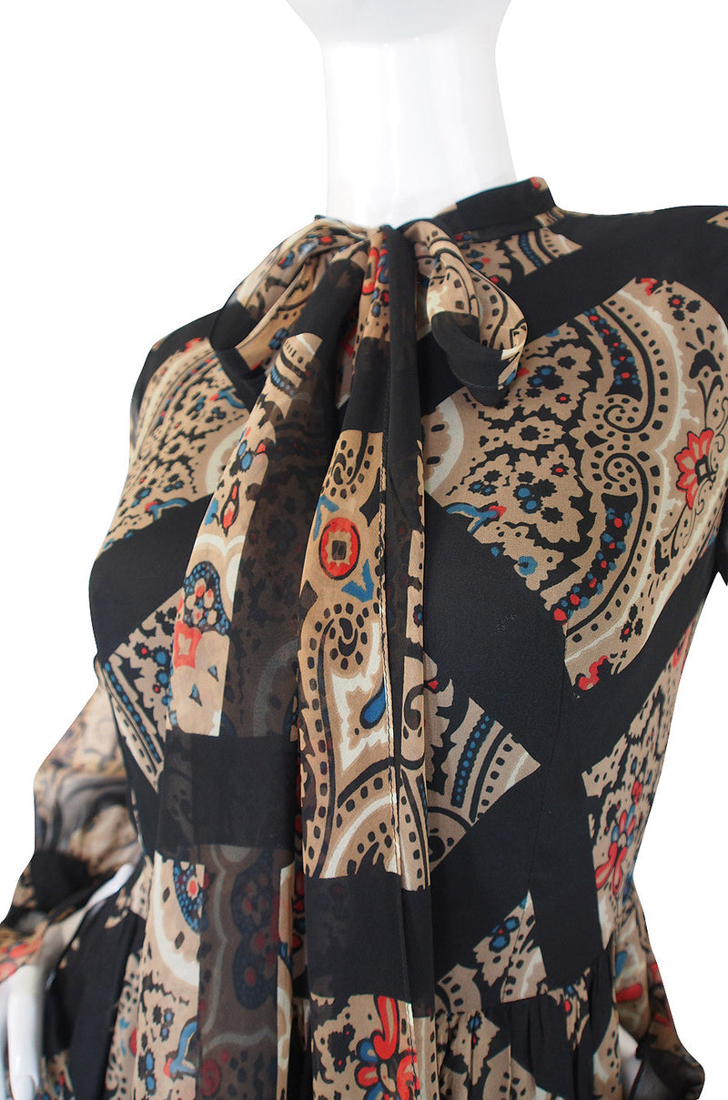 1960s Silk Chiffon Oscar de la Renta Maxi Dress