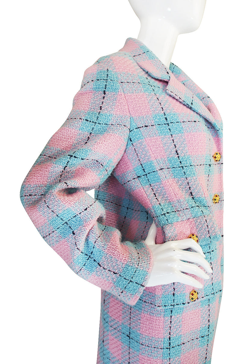 1996 Pastel Runway Chanel Coat w Cabochon Buttons