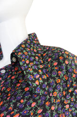 1960s Rare Tiny Floral Print Jeff Banks Silk Shirt