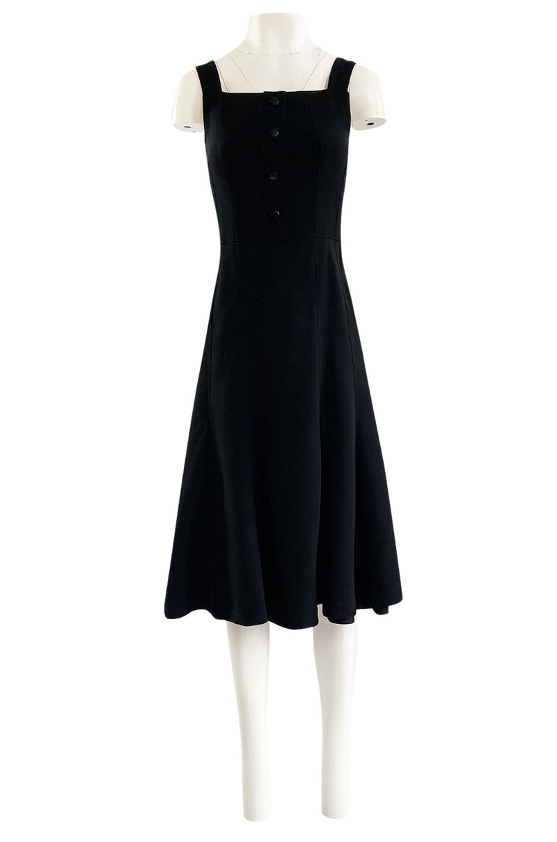 1960s Andre Courreges HyperBole Black Crepe Twirling Skirt Sleeveless Dress