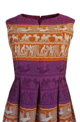 1960s Richard Tam Jon Mandl Unusual Brocade Print Dress