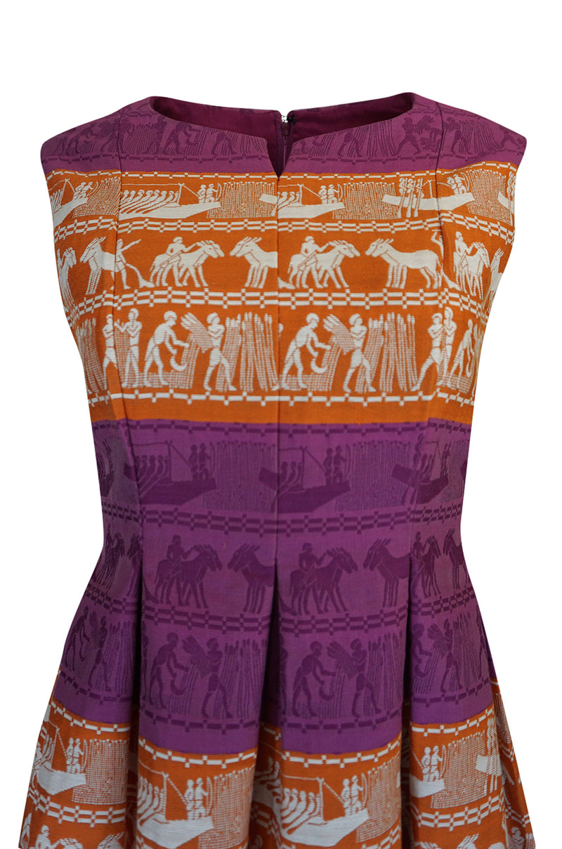 1960s Richard Tam Jon Mandl Unusual Brocade Print Dress
