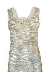 Resort 2008 Oscar de la Renta Runway Muted Gold Paillette & Beaded Dress on Silk Net