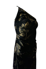 1980s Yves Saint Laurent One Shoulder Velvet Dress