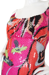 1990s Pink  Silk & Sequin Pucci Shift Dress