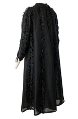 Museum Held 1969 Courreges Black Silk Organza Ruffle Detailed Dress