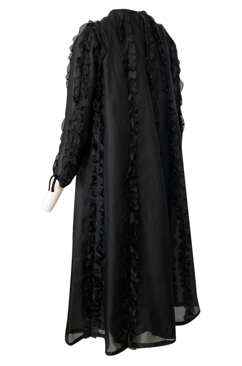 Museum Held 1969 Courreges Black Silk Organza Ruffle Detailed Dress