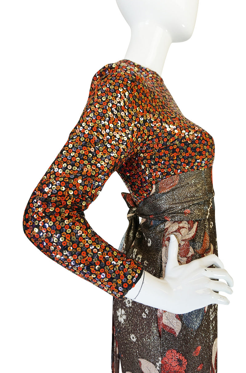 1975 Sequin & Metallic Lurex Bill Blass Dress Set