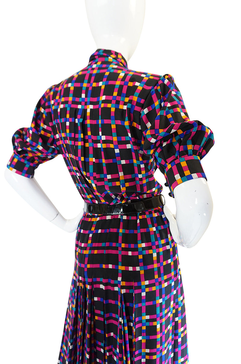 c1982 Haute Couture Yves Saint Laurent Silk Dress