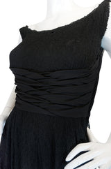 1950s Ceil Chapman Little Black Lace Overlay Dress