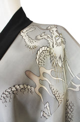 1950s Stylized Dragon Print Silk Kimono