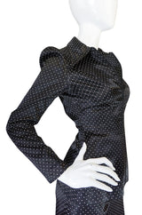 1970s Fabulous Dotted Slippery Satin Flared Pantsuit