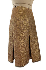 Gorgeous Spring 2002 Prada Runway Skirt Look 47 Gold Silk Metallic Lame Skirt