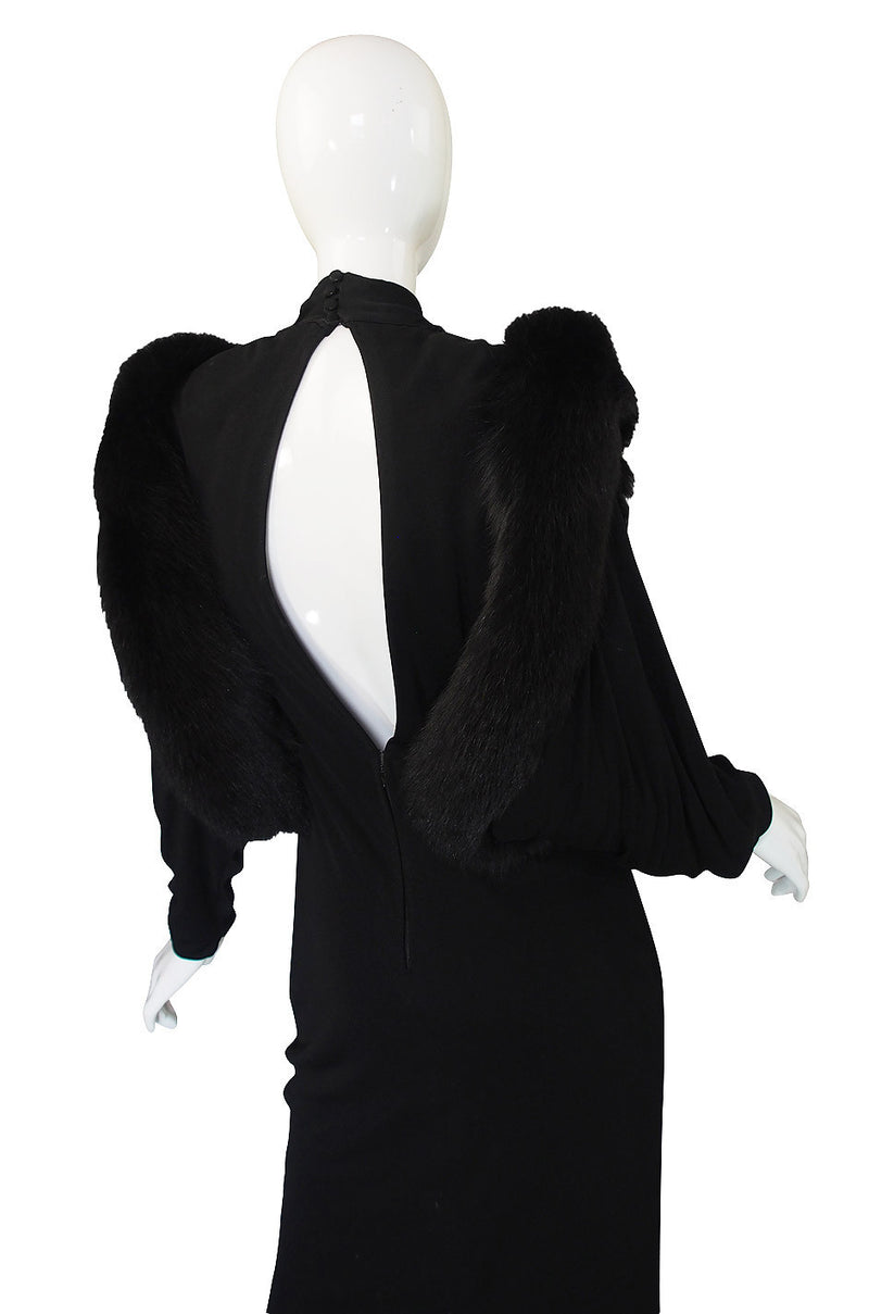1980s Lillie Rubin Fur Shoulder Gown