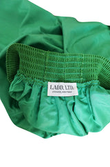 1970s Ladd Ltd Bright Emerald Green Moire Silk Taffeta Skirt